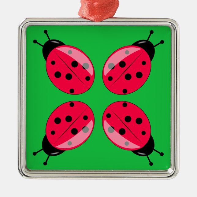 Red Ladybugs Ornament Aus Metall (Vorne)