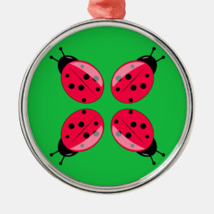 Red Ladybugs Silbernes Ornament