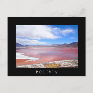 Red Lagoon in Bolivien schwarzer Text Postkarte