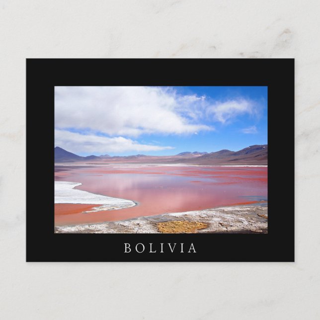Red Lagoon in Bolivien schwarzer Text Postkarte (Vorderseite)