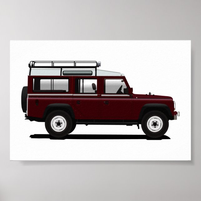 Red Land Rover Defender 110 Poster (Vorne)