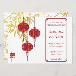 Red Lantern Double Happiness Chinese Hochzeit Einladung