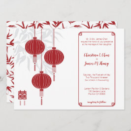 Red Lantern Double Happy Chinese Wedding Einladung