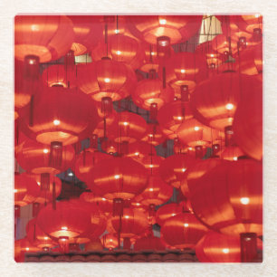 Red Lanterns Chinesisches Neujahr Glasuntersetzer