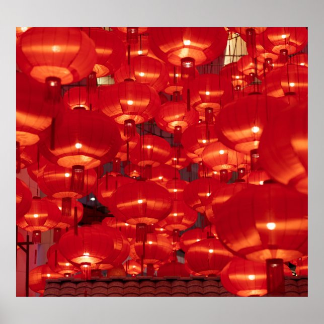 Red Lanterns Chinesisches Neujahr Poster (Vorne)