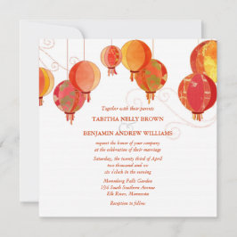 Red Lanterns Moderne White Wedding Einladung