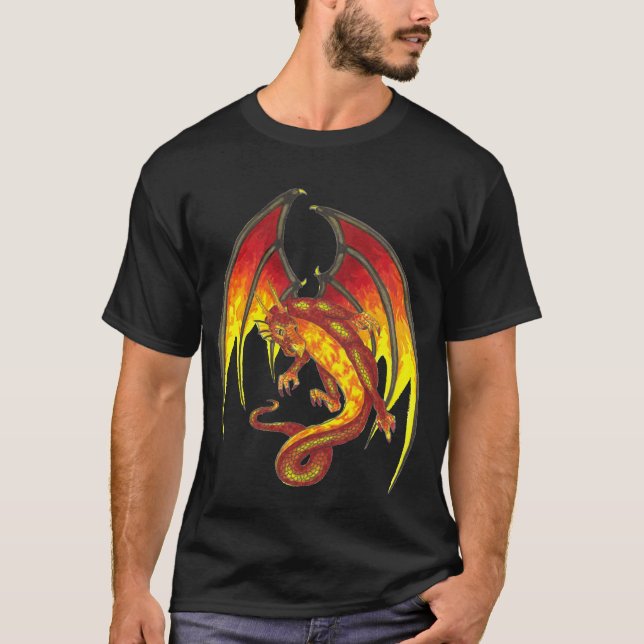 Red Larry Flame Dragon im Flight Shirt (Vorderseite)