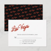 Red Las Vegas Glitzern Wedding RSVP