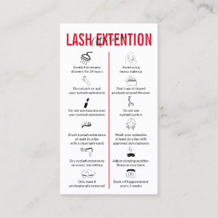 Red Lash Extension Aftercare Visitenkarte