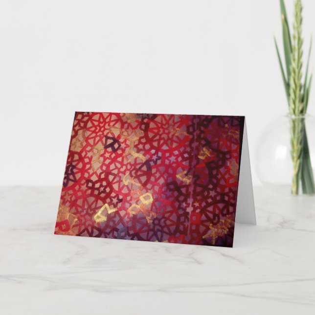 Red Lattice Greeting Card Feiertagskarte (Vorderseite)