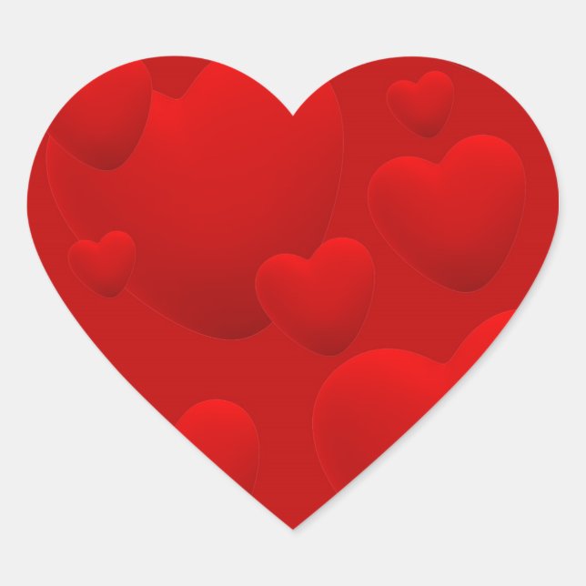 RED LAYERED 3D HEARS LIEBE MOTIVIEREND SWEETHEART Herz-Aufkleber (Vorderseite)