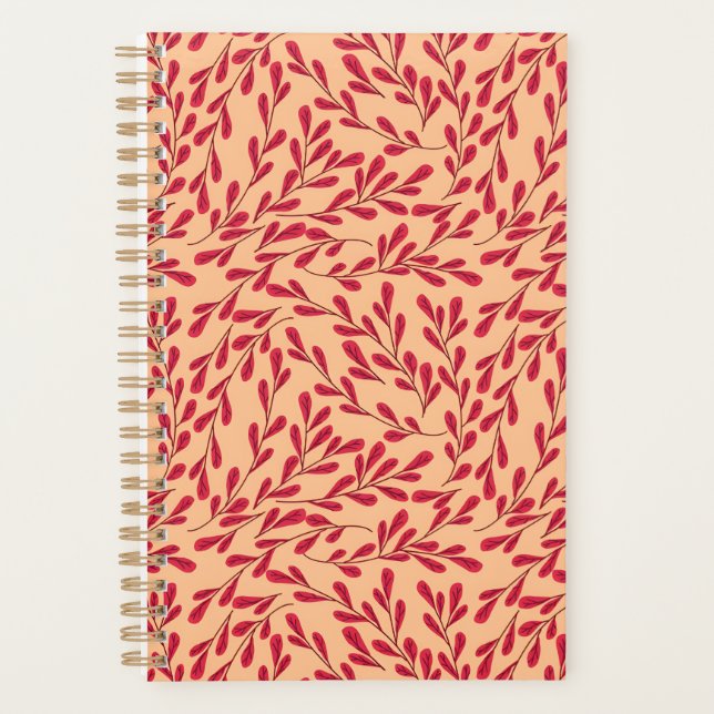  Red Leafy Branches Seamless Pattern Planer (Vorderseite)