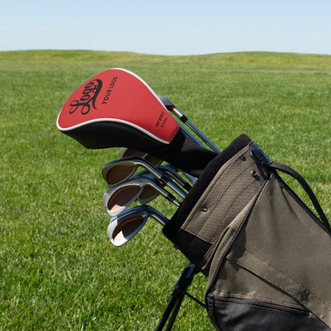 Red Leather Company Logo Business Club Golf Headcover (In SItu)