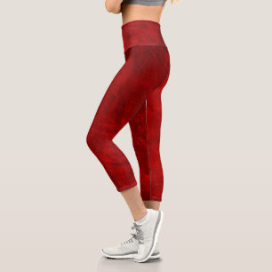 Red Leather Design Capri Leggings