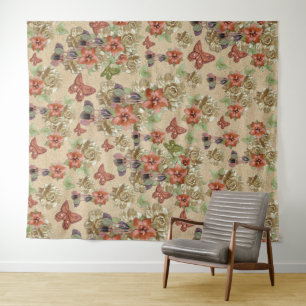 Red Leather & Suede Textur Art Wandteppich