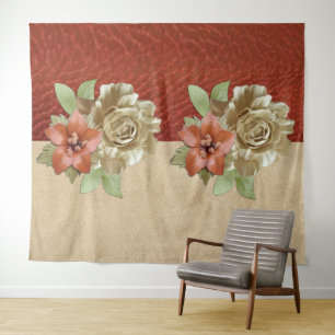 Red Leather & Suede Textur Art Wandteppich