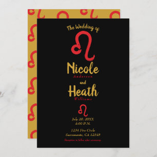 Red LEO Zodiac Astrologie Juli August Hochzeit Einladung