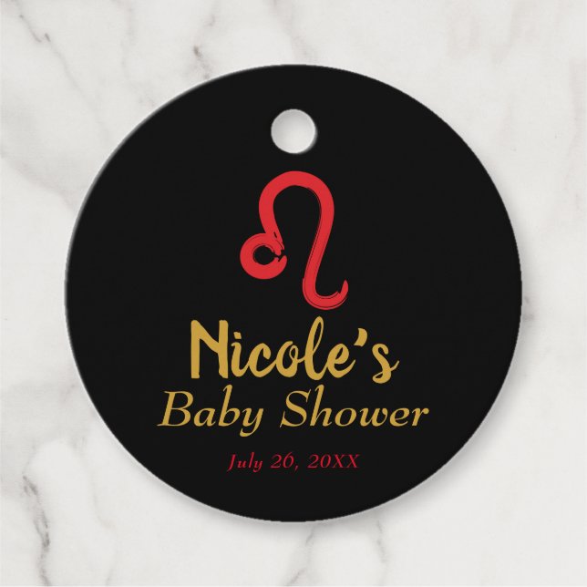 Red LEO Zodiac Juli August Astrology Kinderdusche Geschenkanhänger (Vorderseite)