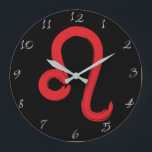 Red LEO Zodiac Signatur Juli August Geburtstag Ast Große Wanduhr<br><div class="desc">Anpassen mit jedem Text.</div>