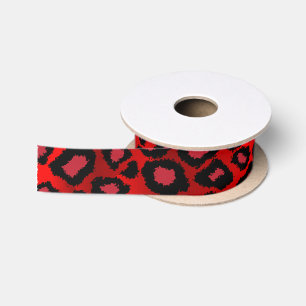 Red Leopard Animal Print Satinband