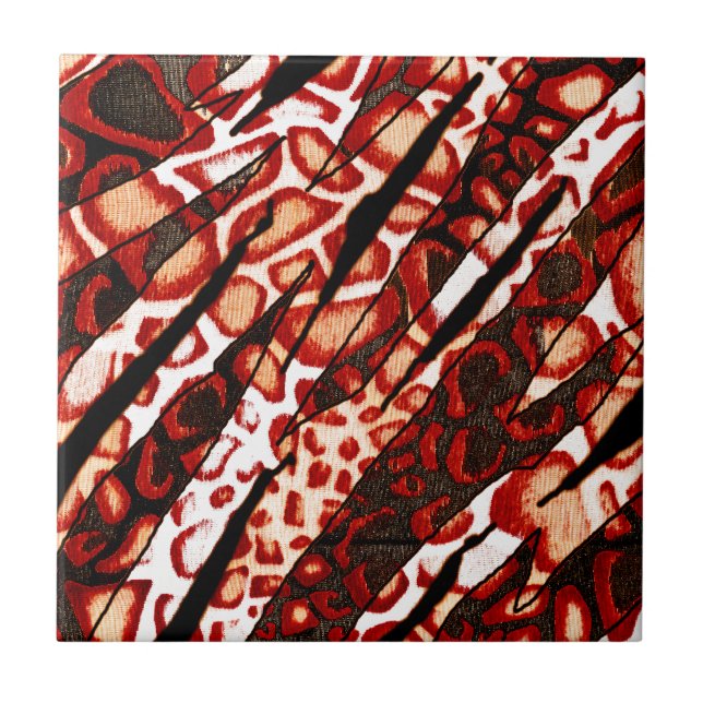 Red Leopard Camouflage Fliese (Vorderseite)