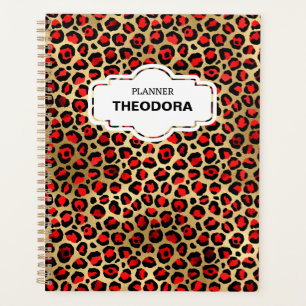 RED LEOPARD DRUCKEN 12-monatiger Planer & Stickers
