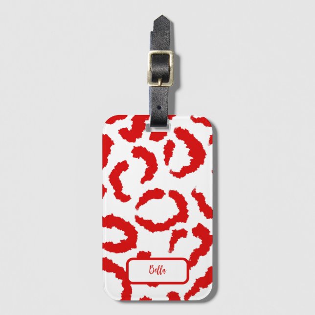 Red Leopard Pattern Gepäckanhänger (Vorderseite Vertikal)