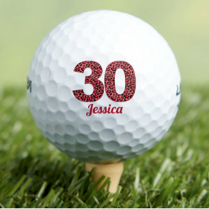 Red Leopard Print 30. Geburtstag Golfer 30 Jahre Golfball