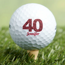 Red Leopard Print 40. Geburtstag Golfer 40 Jahre Golfball