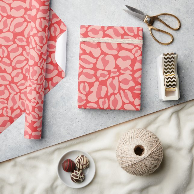 Red Leopard Print Geschenkpapier (Kunsthandwerk)