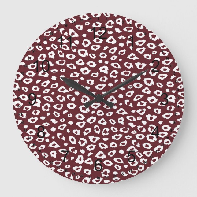 Red Leopard Print Große Wanduhr (Vorderseite)