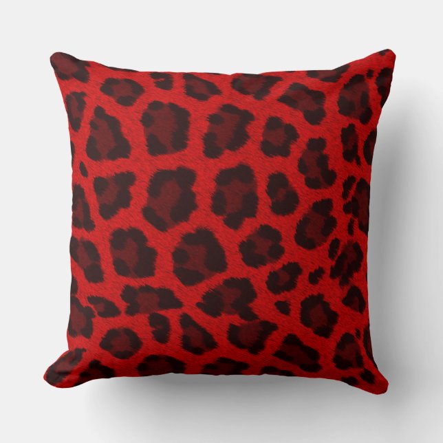 Red Leopard Print Kissen (Vorderseite)
