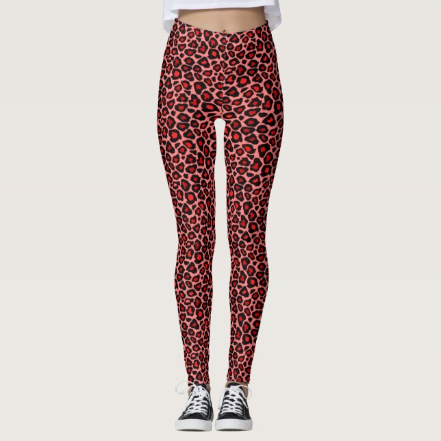 Red Leopard Print Leggings (Vorderseite)