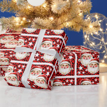 Red Leopard Print Retro Santa Claus Weihnachten
