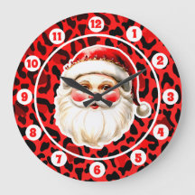 Red Leopard Print Retro Santa Claus Weihnachten