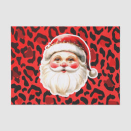 Red Leopard Print Retro Santa Claus Weihnachten Seidenpapier