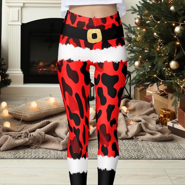 Red Leopard Print Santa Claus Kostüme Weihnachten Leggings (Von Creator hochgeladen)