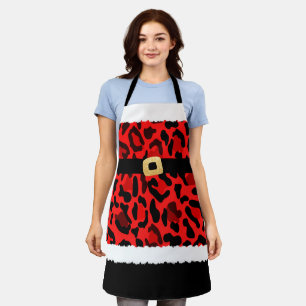 Red Leopard Print Santa Claus Kostüme Weihnachten Schürze
