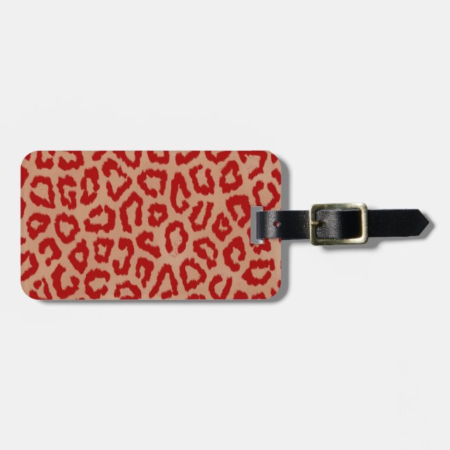 Red Leopard Skin Art Gepäckanhänger (Vorderseite horizontal)