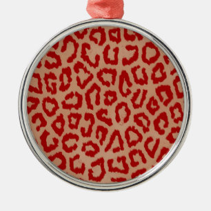 Red Leopard Skin Art Ornament Aus Metall