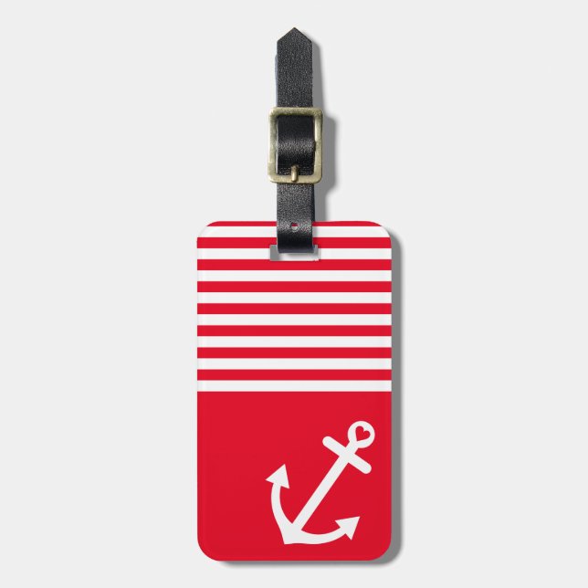 Red Liebe Anchor Nautic Gepäckanhänger (Vorderseite vertikal)
