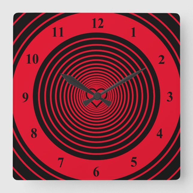 Red Liebe Circles - Fügen Sie Ihre Lieblingsfarben Quadratische Wanduhr (Vorderseite)