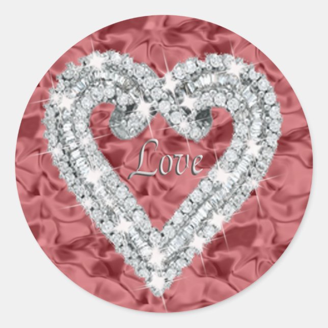 Red Liebe Diamond Heart Stickers (Vorderseite)