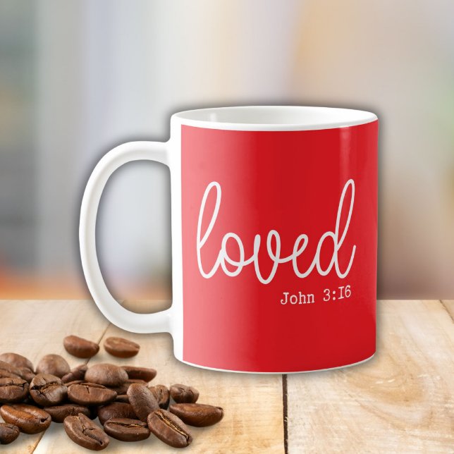 Red Liebe Faith Zitat minimalistisch Kaffeetasse (Von Creator hochgeladen)