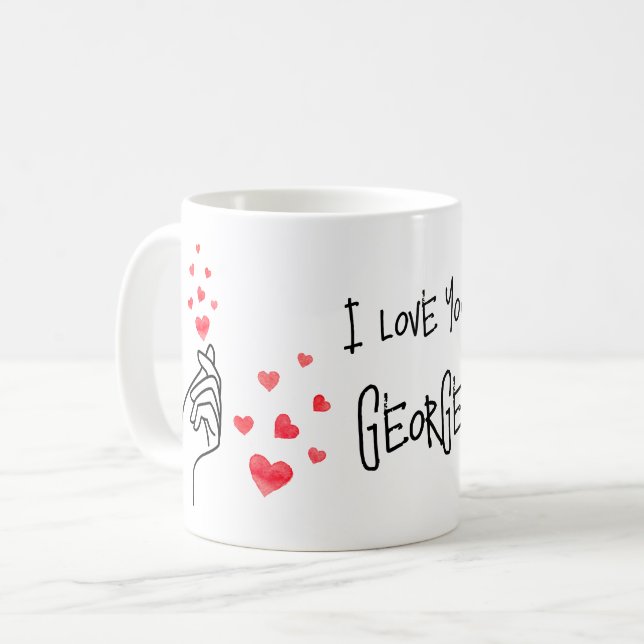 Red Liebe Finger Herzen Kaffee Tasse (Vorderseite Links)