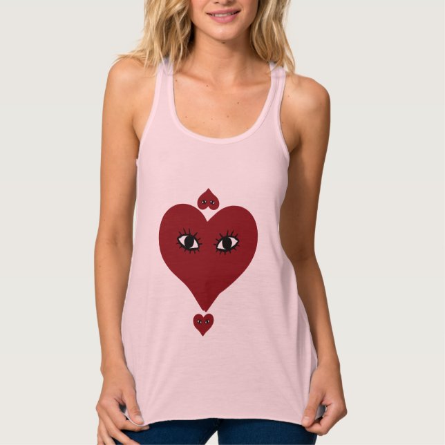 Red Liebe Heart Face Tank Top (Vorderseite)