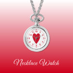 Red Liebe heart Necklace Watch Armbanduhr<br><div class="desc">Necklace Watch Geschenk. Mit einer roten Liebe Herz und Uhr Zahlen auf weißem Hintergrund.</div>