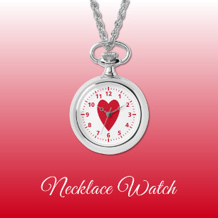 Red Liebe heart Necklace Watch Armbanduhr