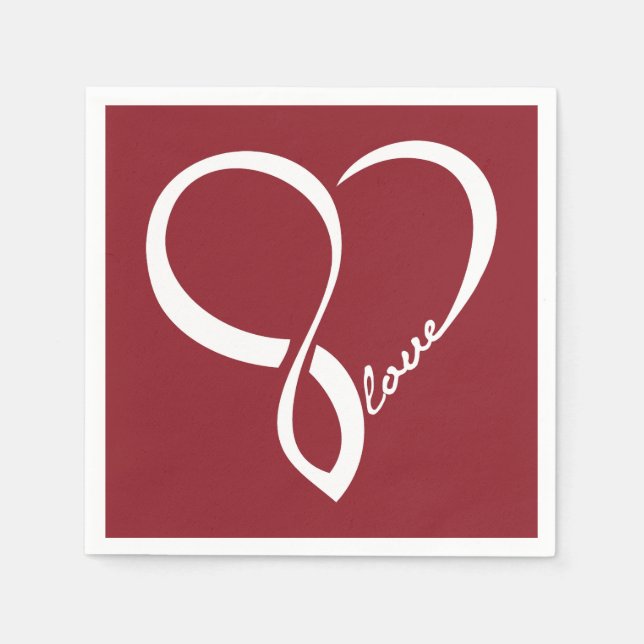 Red Liebe Heart Wedding Party Paper Napkins Set Serviette (Vorderseite)