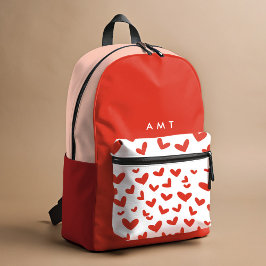 Red Liebe Hearts Gingham Karierter Personalisierte Bedruckter Rucksack